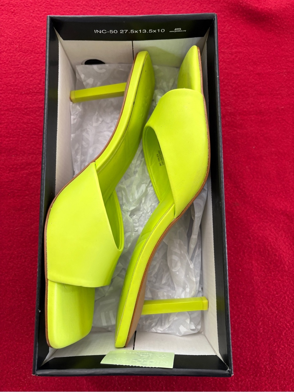 INC International Concepts Daleap Citron Square Toe Slide Heels Size 10M